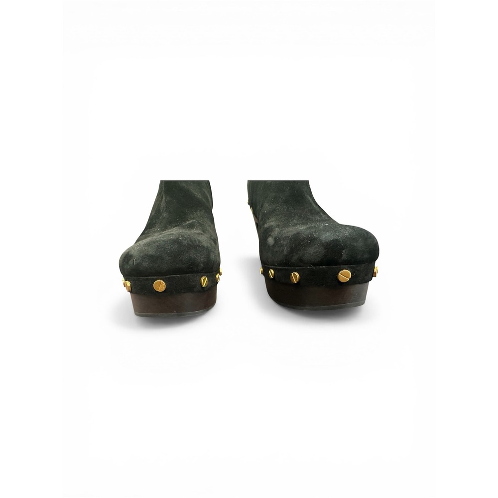 Veronica Beard Black Suede Studded Platform Clog Ankle Boots Water Repellent 9M - Picture 3 of 10